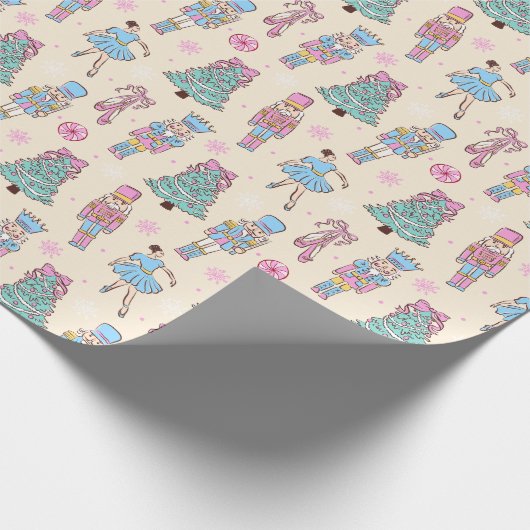 Cute Holiday Nutcracker Ballerina Pattern Geschenkpapier (Ecke)