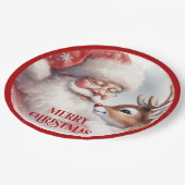Cute Holiday Party Plates Santa and Rudolph Pappteller (Schrägansicht)
