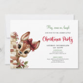 Cute holiday reindeer peeking kids event invite einladung (Vorderseite)