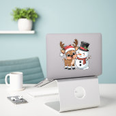 Cute Holiday Reindeer & Snowman Aufkleber (Laptop auf Schreibtisch)