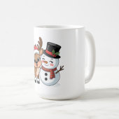 Cute Holiday Reindeer & Snowman Kaffeetasse (VorderseiteRechts)