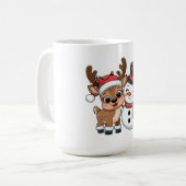 Cute Holiday Reindeer & Snowman Kaffeetasse (Vorderseite Links)