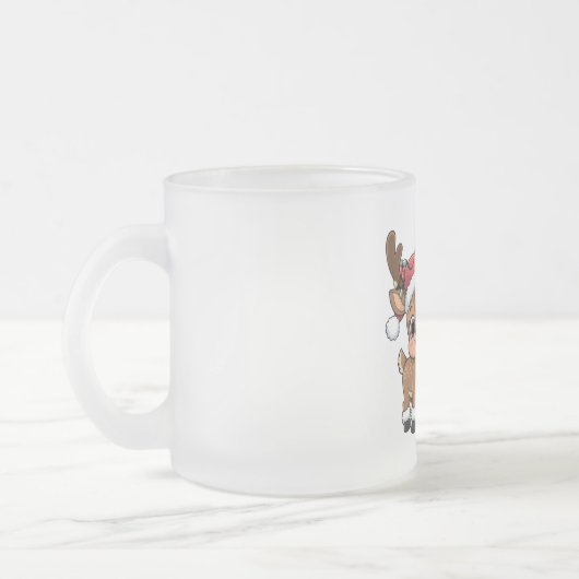 Cute Holiday Reindeer & Snowman Mattglastasse (Links)