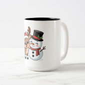 Cute Holiday Reindeer & Snowman Zweifarbige Tasse (VorderseiteRechts)