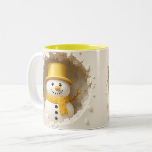 Cute Holiday Snowman Art, Festive Winter  Zweifarbige Tasse (Vorderseite Links)