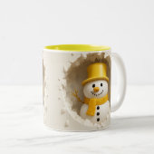 Cute Holiday Snowman Art, Festive Winter  Zweifarbige Tasse (VorderseiteRechts)