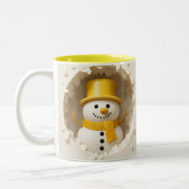 Cute Holiday Snowman Art, Festive Winter  Zweifarbige Tasse