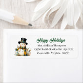 Cute Holiday Snowman Return Address Label (Insitu)