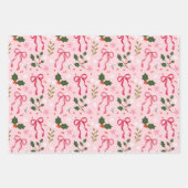 Cute Holly and Bow Wrapping Paper Geschenkpapier Set (Vorderseite 3)