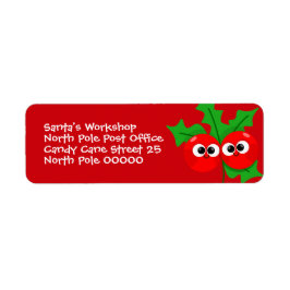 Cute Holly Berry Kids Christmas Address Label