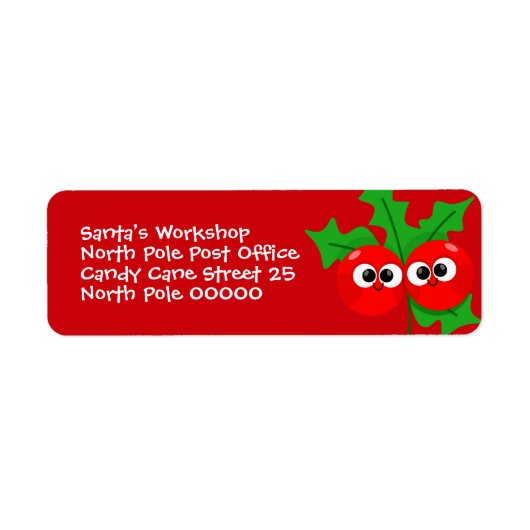 Cute Holly Berry Kids Christmas Address Label (Vorne)