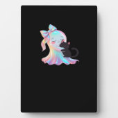 Cute Holographic Ghost Hugging Black Cat Cozy Girl Fotoplatte (Vorderseite)