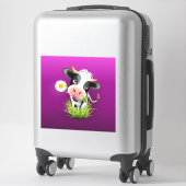 Cute Holstein cow in grass over purple Aufkleber (Koffer)