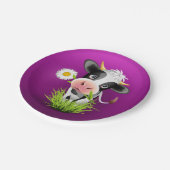 Cute Holstein cow in grass over purple Pappteller (Schrägansicht)