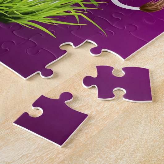 Cute Holstein cow in grass over purple Puzzle (Seite)