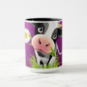 Cute Holstein cow in grass over purple Tasse (Zentrum)