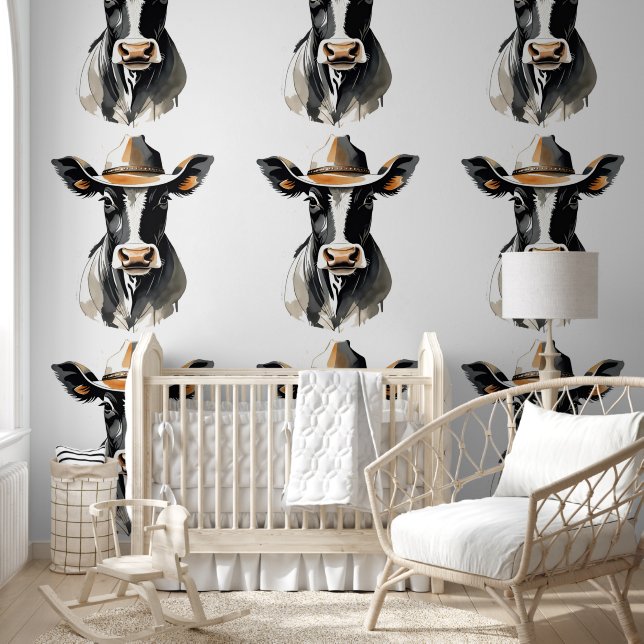 Cute Holstein Cow Western Cowboy Thema Tapete (Kinder)