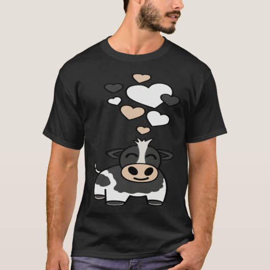 Cute Holstein Cow With Hearts T-Shirt (Vorderseite)