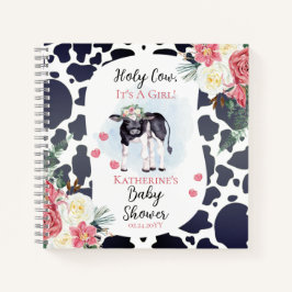 Cute Holy Cow, It's A Girl Baby Shower Guest Book Notizblock
