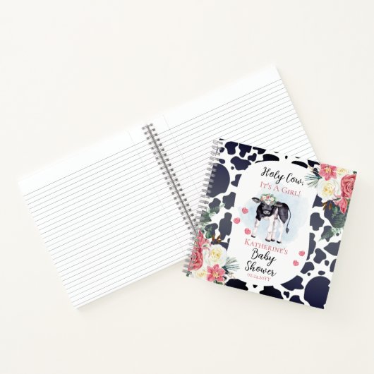 Cute Holy Cow, It's A Girl Baby Shower Guest Book Notizblock (Innenseite)