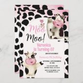 Cute Holy Cow Moo Moo Any Age Birthday Party Einladung (Vorne/Hinten)