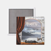 Cute Home is where the Cat purrs Painting Magnet (Vorderseite/Rückseite)