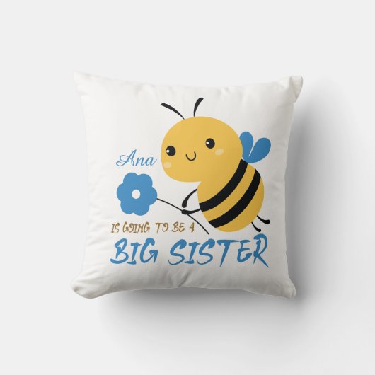 Cute Honey Bee Big Sister Name Custom  Kissen (Vorderseite)