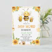 Cute honey bee party theme invitation einladung (Stehend Vorderseite)