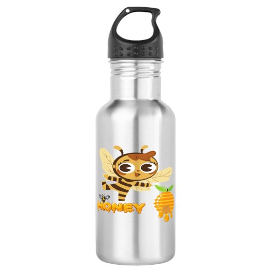 Cute Honey Bee with Dripping Honey Typography Desi Edelstahlflasche (Vorderseite)