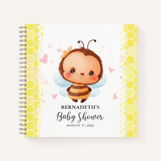 Cute Honey Bumblebee Baby Shower Guest Book Notizblock (Vorderseite)