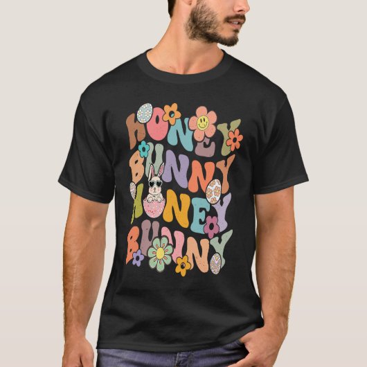 Cute Honey Bunny Retro Easter Day Couple Husband W T-Shirt (Vorderseite)