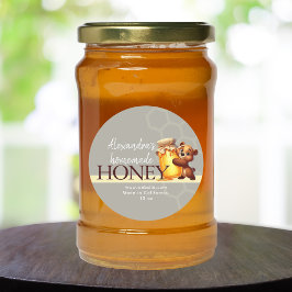Cute Honey Happy Teddy Bear Honeycomb Product  Runder Aufkleber