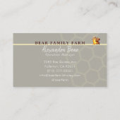 Cute Honey Happy Teddy Bear Jar Honeycomb Visitenkarte (Rückseite)