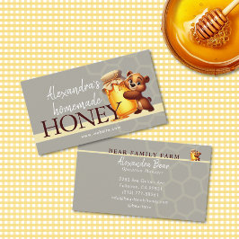 Cute Honey Happy Teddy Bear Jar Honeycomb Visitenkarte