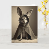 Cute Hooded Creature Portrait Card Karte (Gelbe Blume)