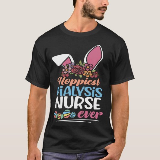 Cute Hoppiest Dialysis Nurse Ever Bunny Ear Red Pl T-Shirt (Vorderseite)