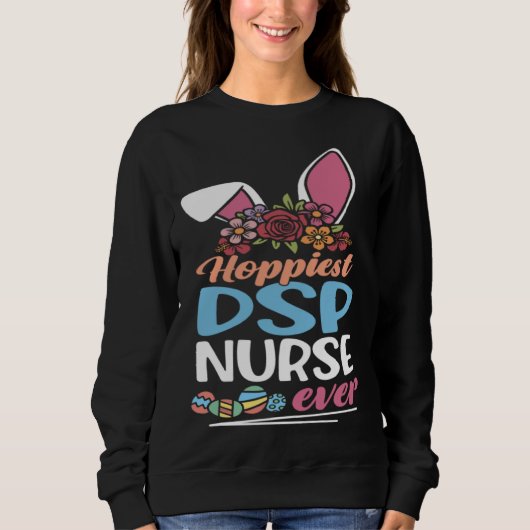 Cute Hoppiest DSP Nurse Ever Bunny Ear Red Plaid E Sweatshirt (Vorderseite)