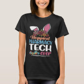 Cute Hoppiest Pharmacy Tech Ever Bunny Ear Red Pla T-Shirt (Vorderseite)