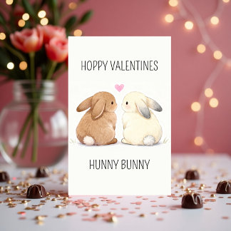 Cute Hoppy Valentines Hunny Bunny Love Feiertagskarte