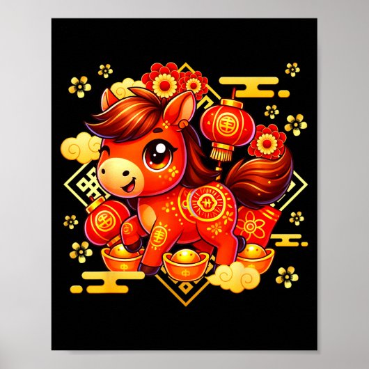Cute Horse Lunar Chinese New Year 2026 Men Women K Poster (Vorne)