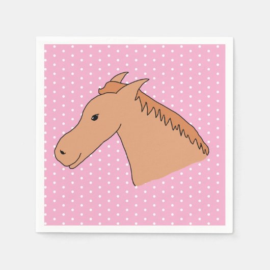 Cute Horse on Polkadot Background Paper Napkin Serviette (Vorderseite)