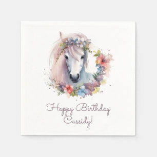 Cute Horse Pony Flowers Kids Birthday Party Serviette