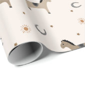 Cute Horses & Horseshoes Kids Birthday Light Beige Geschenkpapier (Rolleneckpunkt)