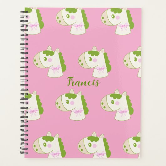 Cute Horses Personalized Pastel Planner Planer (Vorderseite)