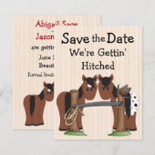 Cute Horses We're Getting Hitched Wedding Save The Date (Vorne/Hinten)