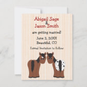 Cute Horses We're Getting Hitched Wedding Save The Save The Date (Rückseite)