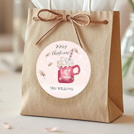 Cute Hot Cocoa Holiday Illustration Runder Aufkleber