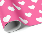 Cute Hot Pink And White Heart Patterned Geschenkpapier (Rolleneckpunkt)