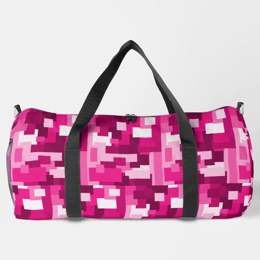 Cute Hot Pink Digital Camo Pattern Girly Duffle Bag (Rückseite)