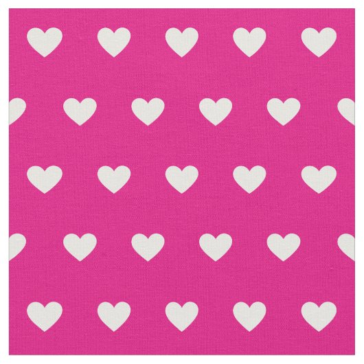 Cute Hot Pink White Hearts Dot Pattern Stoff (Nahaufnahme)